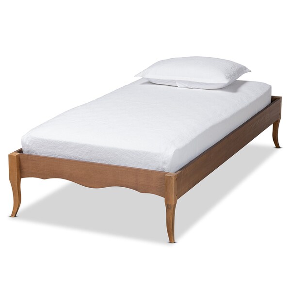 Baxton Studio Marieke Vintage French Inspired Ash Walnut Finished Wood Twin Size Platform Bed Frame 180-11180-Zoro - main